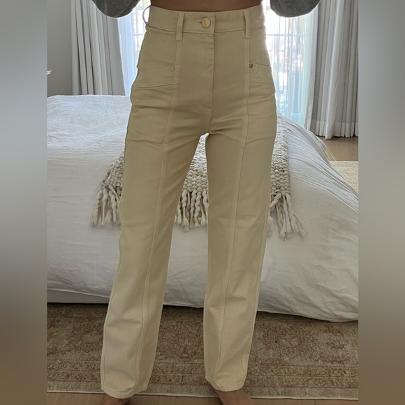 Cream Heavyweight Straight Leg Jeans